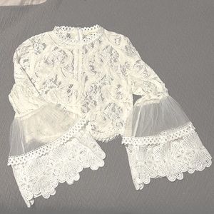 Chelsea lace crop top with bell sleeves